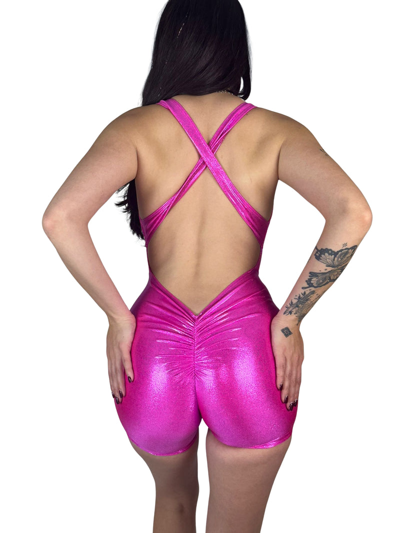 DropCut™ Scrunchie Booty Barbie Pink Sparkle Shorts