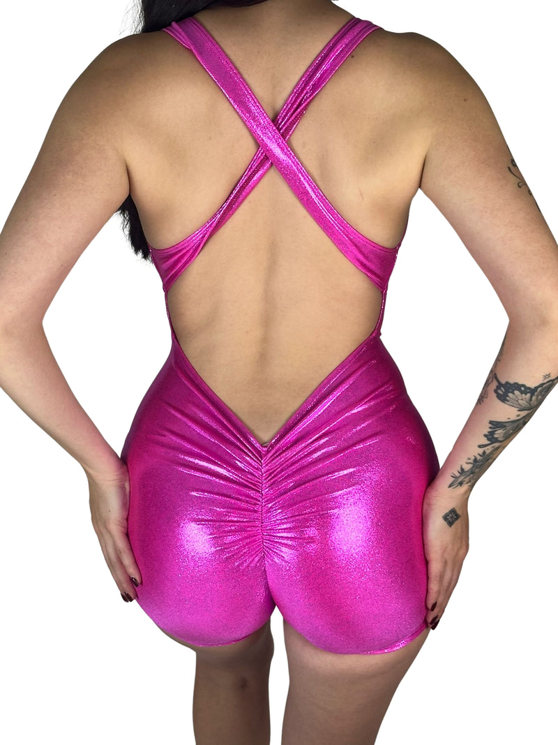 DropCut™ Scrunchie Booty Barbie Pink Sparkle Shorts